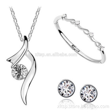 high class white Zircon jewelry earring pendant and bracelet